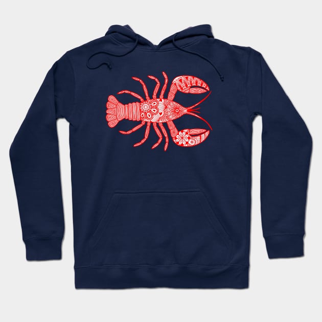 Lobster (red and white horizontal) Hoodie by calenbundalas